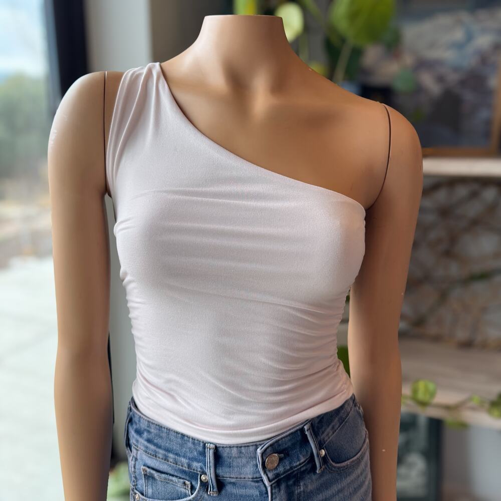 Est. PAC 1980 PacSun One Shoulder Ruched Fitted Top - Light Pale Pink - Size XS